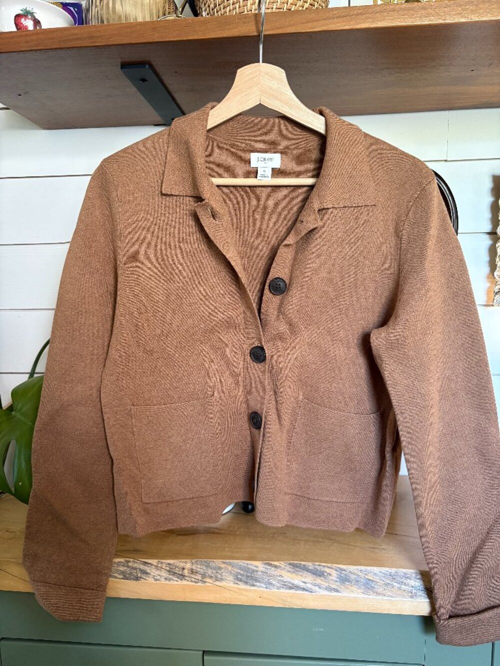 J.Crew Brown Knit Button Front Cardigan Jacket – Size S